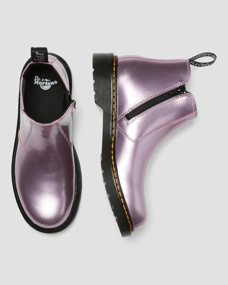 Pink Kids' Dr Martens Youth 2976 Metallic Chelsea Boots | CA 670LIS